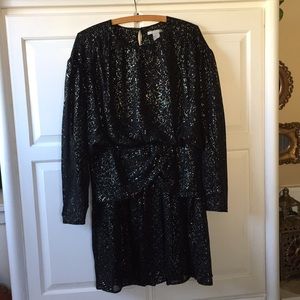 H&M black w/ metallic gold dots dress